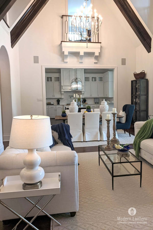 Modern Lantern Marilyn cordless lamp in Ivory on Brushed Nickel