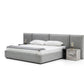 Queen Nova Domus Maranello Modern Grey Fabric Bed with Two Nightstands