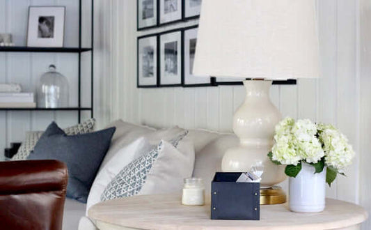 Modern Lantern Marilyn cordless lamp in Ivory on Antique Brass