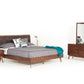 Modrest Marshall Mid-Century Modern Brown Fabric and Walnut Bedroom Set
