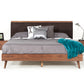 Modrest Marshall Mid-Century Modern Brown Fabric and Walnut Bedroom Set