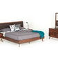 Modrest Marshall Mid-Century Modern Brown Fabric and Walnut Bedroom Set