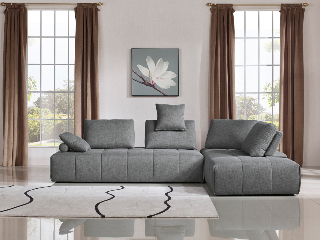 Divani Casa Edgar Modern Grey Fabric Modular Sectional Sofa