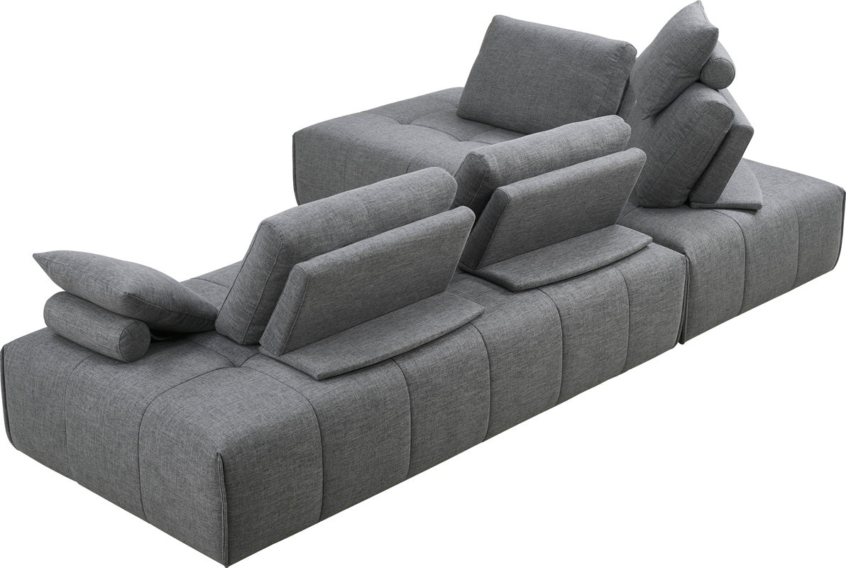 Divani Casa Edgar Modern Grey Fabric Modular Sectional Sofa