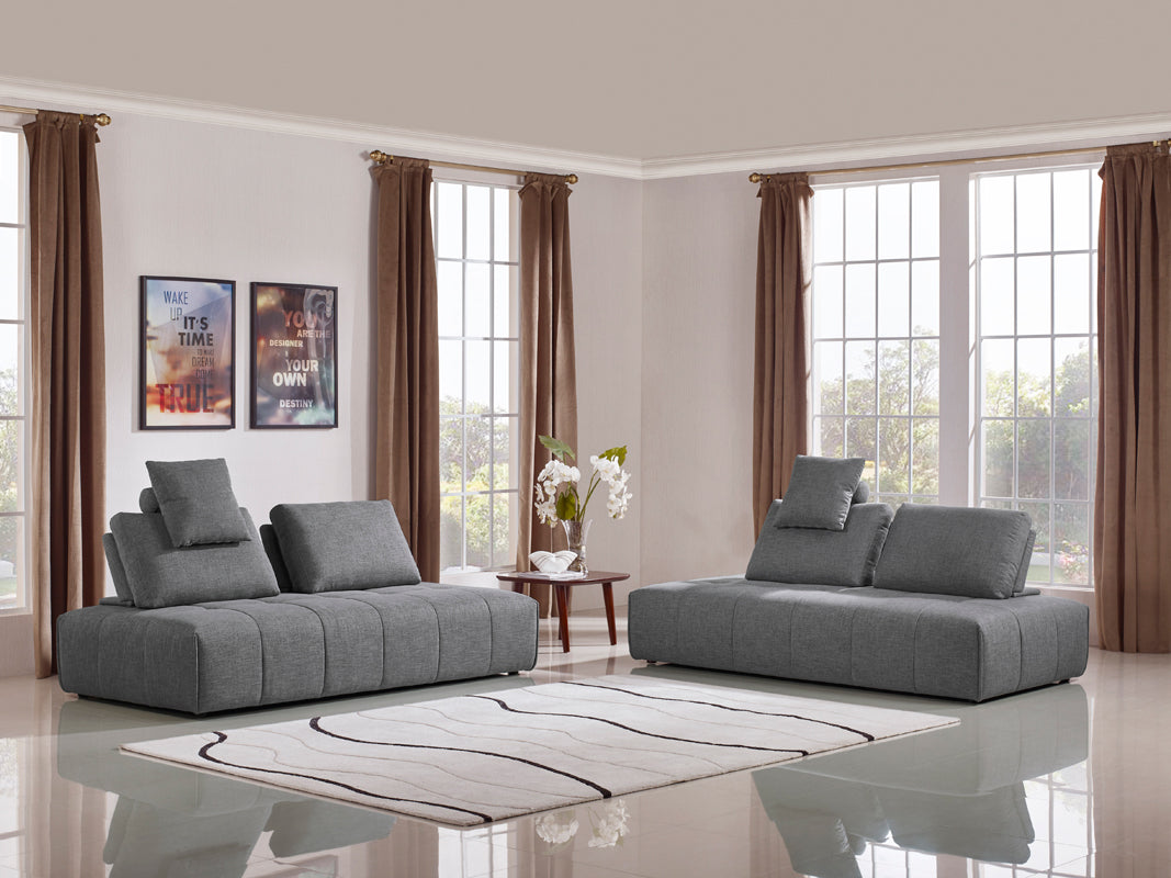 Divani Casa Edgar Modern Grey Fabric Modular Sectional Sofa