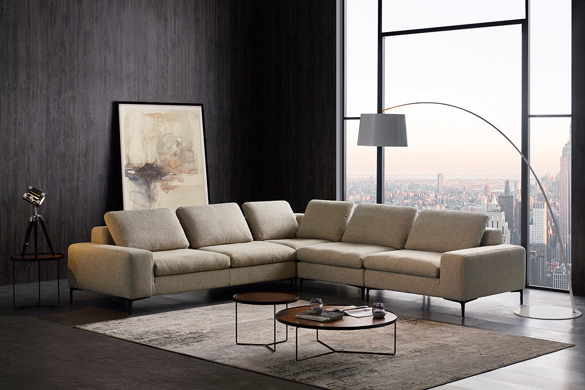 Divani Casa Cascade Modern Beige Fabric U Shaped Sectional Sofa