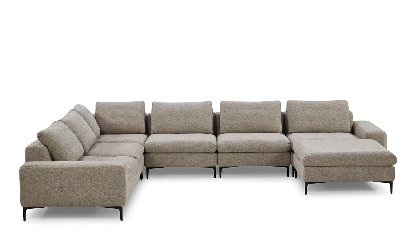 Divani Casa Cascade Modern Beige Fabric U Shaped Sectional Sofa