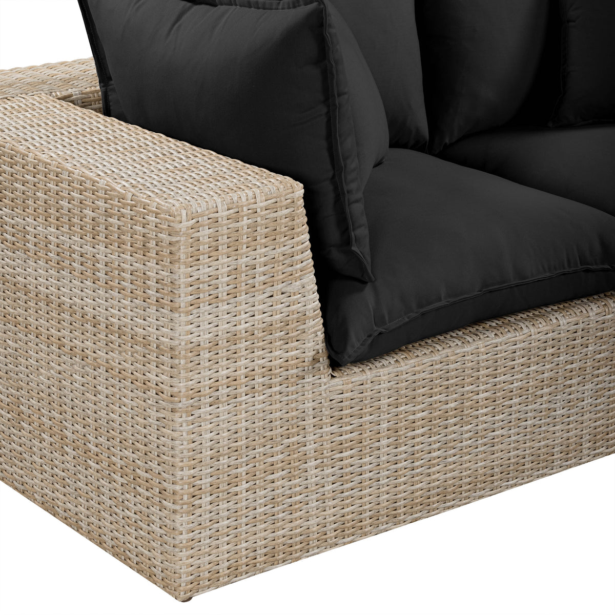 Cali Black Fabric & Natural Wicker Modular Outdoor Sofa by TOV Furniture – photo 4 of 6