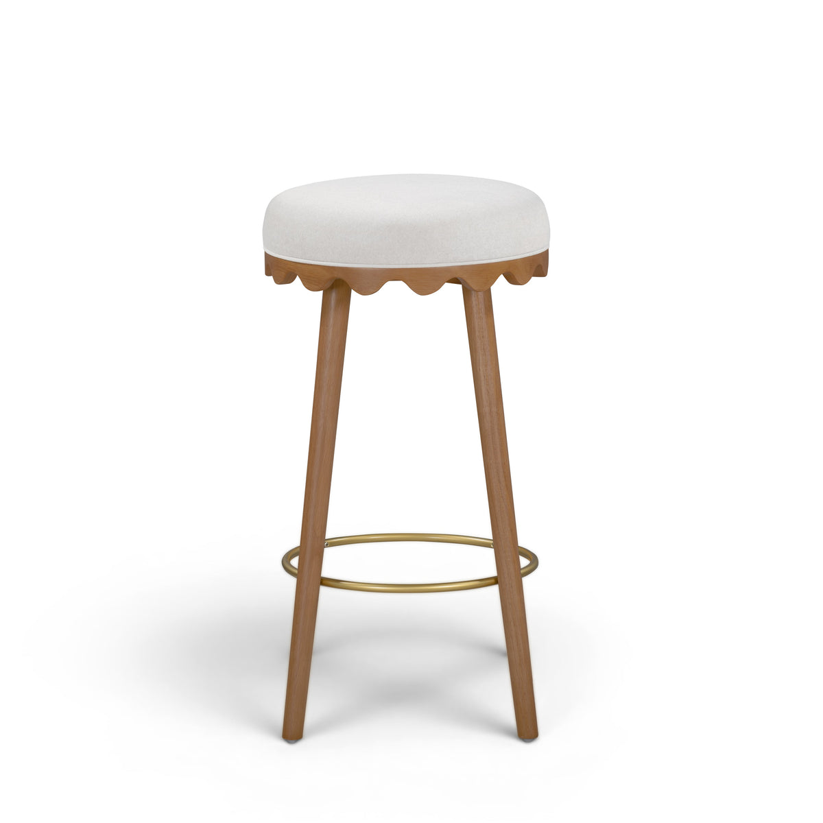 Oodle Cream Performance Vegan Mohair Light Walnut Bar Stool by TOV Furniture – photo 2 of 6