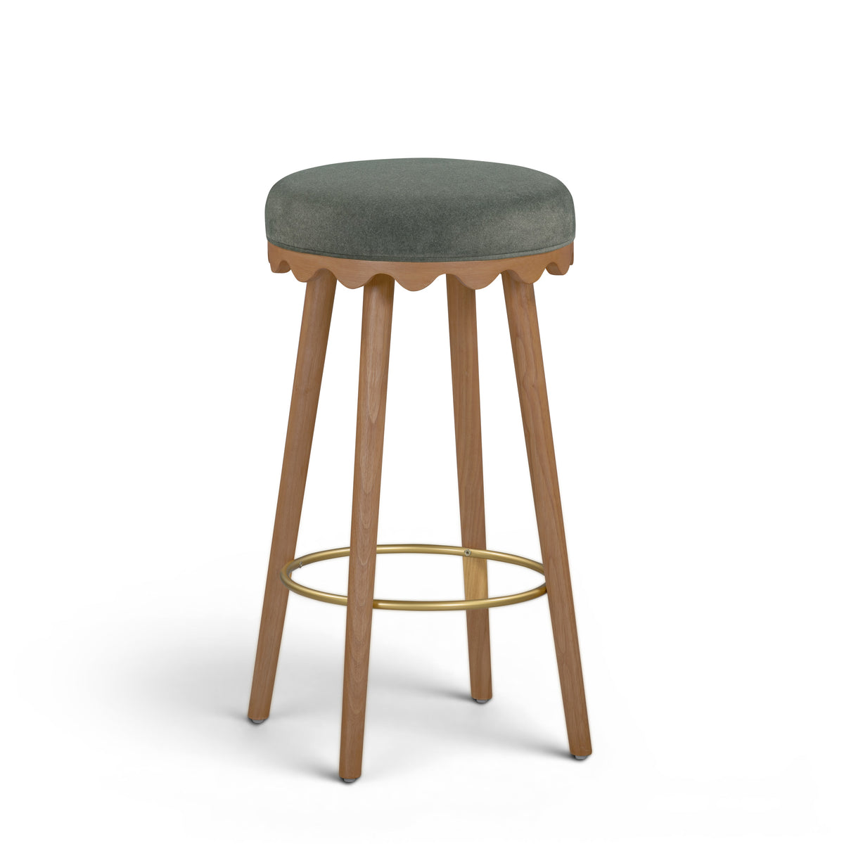 Oodle Green Performance Vegan Mohair Light Walnut Bar Stool by TOV Furniture – photo 1 of 6