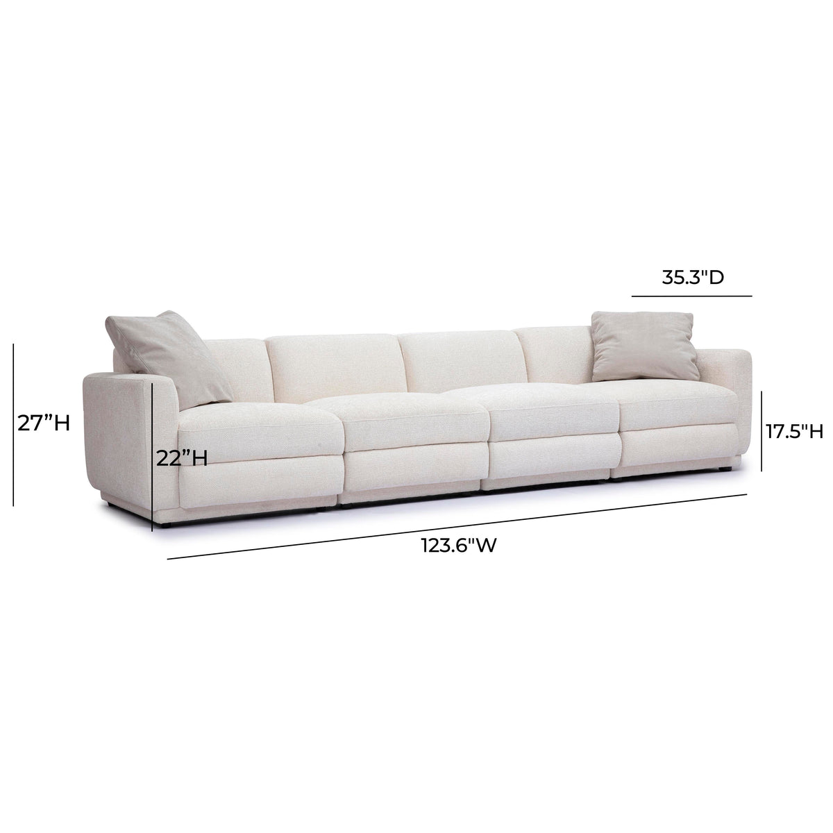 Perry 124" Cream Performance Chenille Modular Long Sofa by TOV Furniture – photo 6 of 6