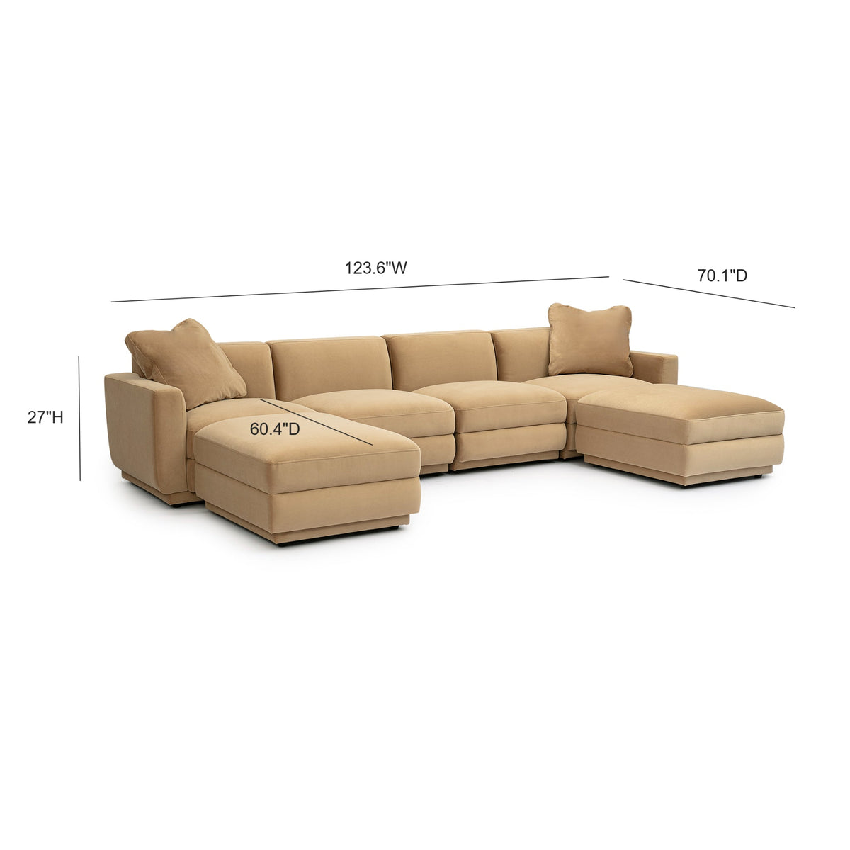 Perry Tan Performance Velvet Modular U-Sectional by TOV Furniture – photo 6 of 6