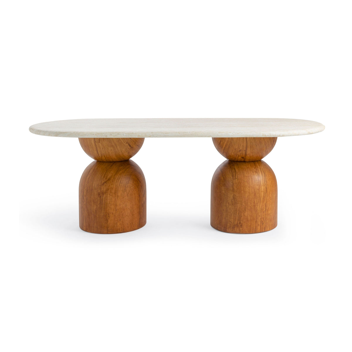 Cynthia 87" Faux Travertine Indoor/Outdoor Concrete Oval Dining Table by TOV Furniture – photo 3 of 6