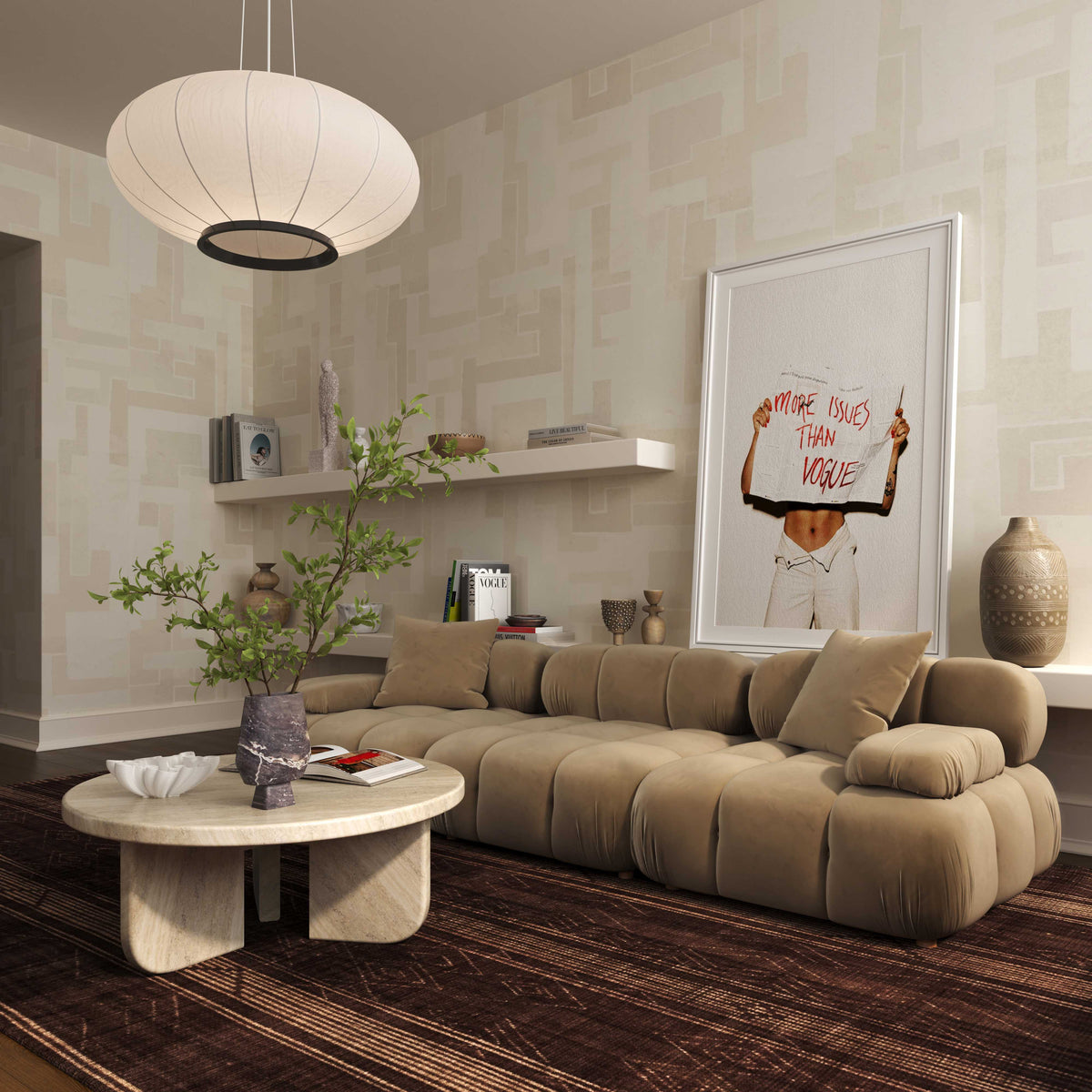 Calliope 118" Cafe Au Lait Performance Velvet Modular Sofa by TOV Furniture – photo 2 of 6