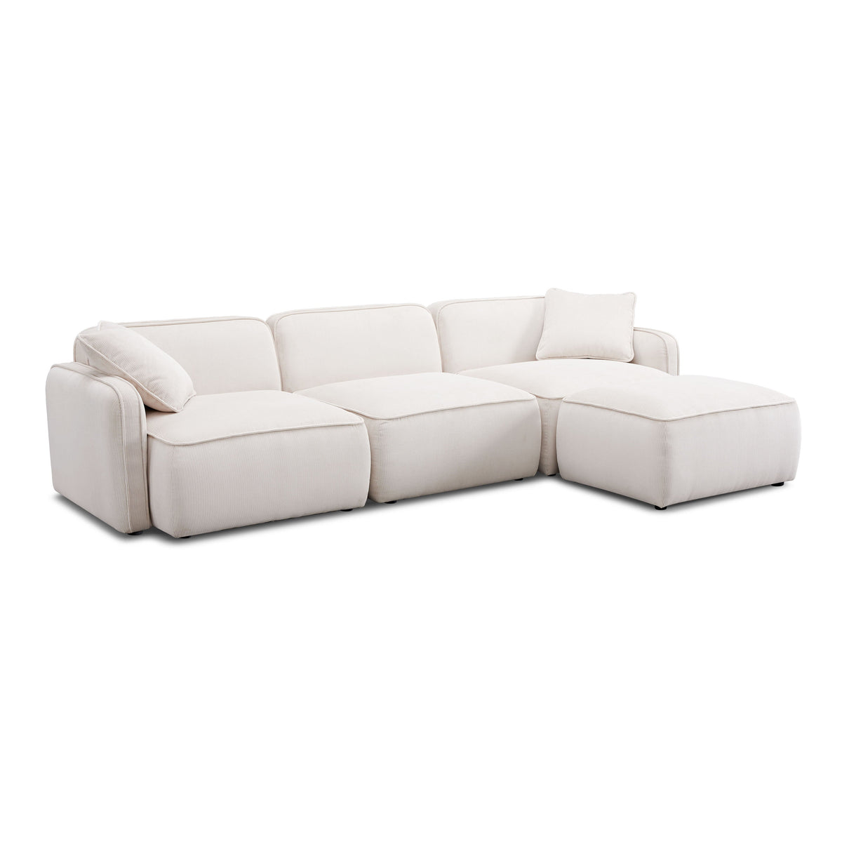Travie White Sand Performance Corduroy Velvet 4-Piece Modular Sectional by TOV Furniture – photo 3 of 10