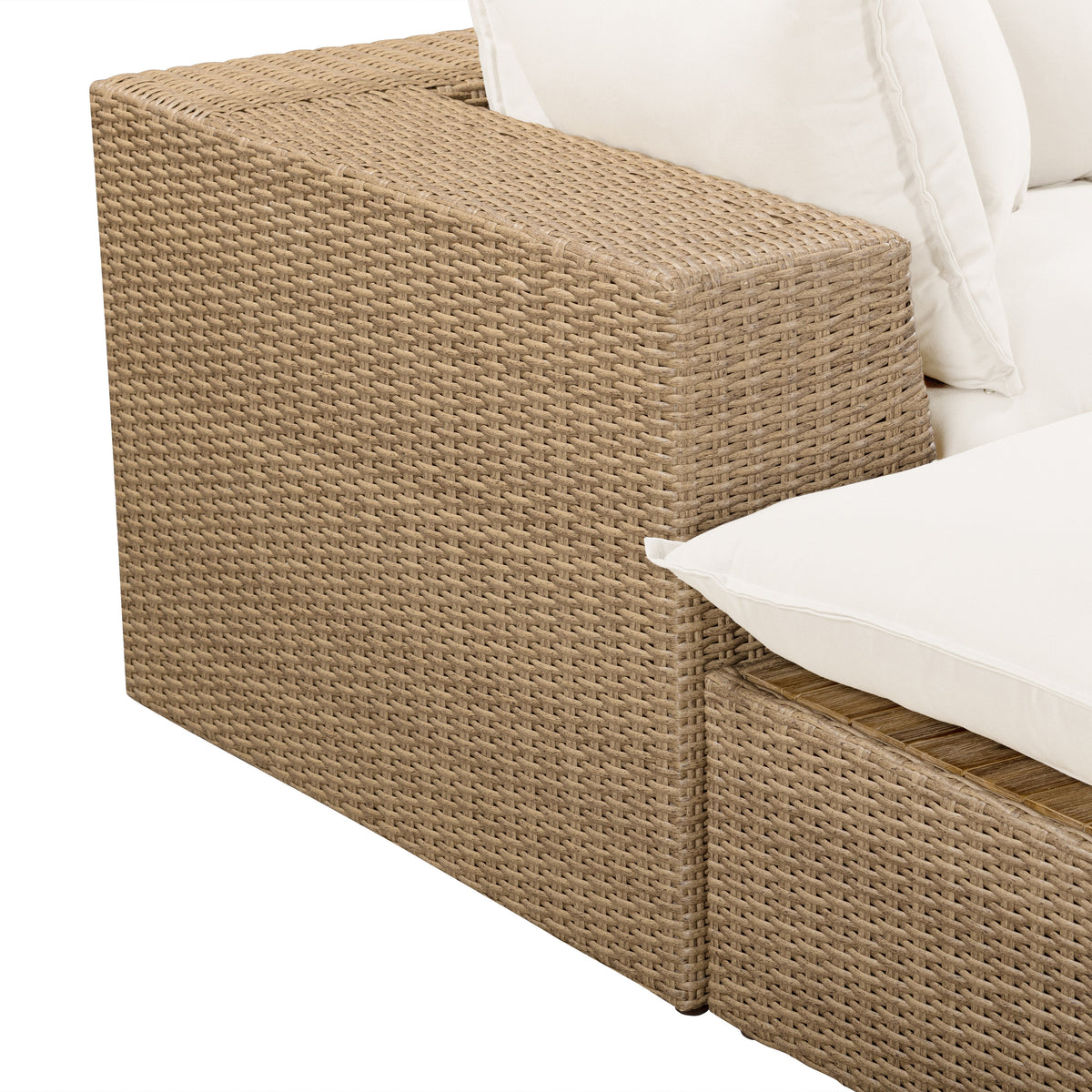 Cali Natural Performance Fabric & Brown Wicker Modular Outdoor Sectional by TOV Furniture – photo 9 of 10