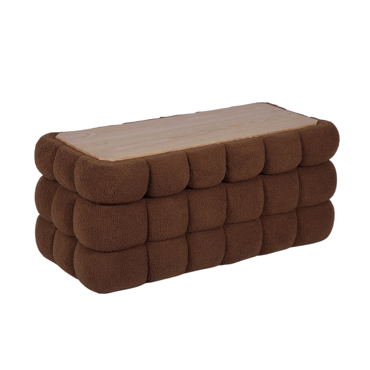 Anita 38.5" Brown Shearling Storage Bench With Reversible Tray Top by TOV Furniture – photo 5 of 9