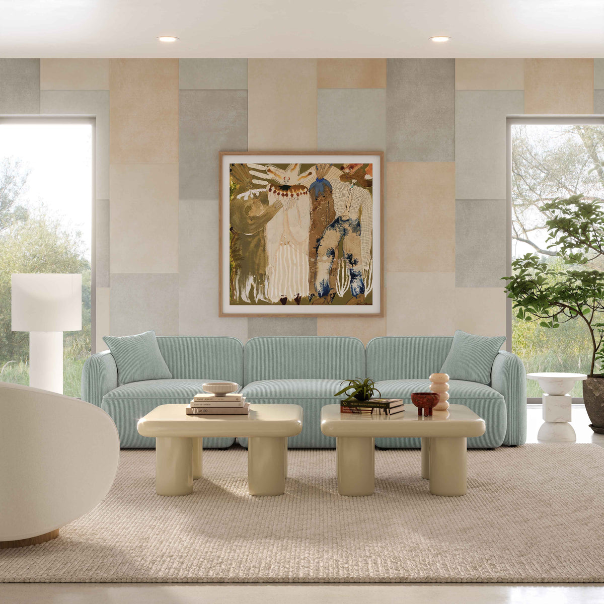 Travie Sea Blue Performance Corduroy Velvet Modular Sofa by TOV Furniture – photo 2 of 7