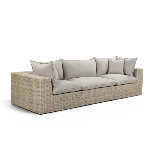 Cali Light Gray Fabric & Natural Wicker Modular Outdoor Sofa by TOV Furniture – photo 2 of 6