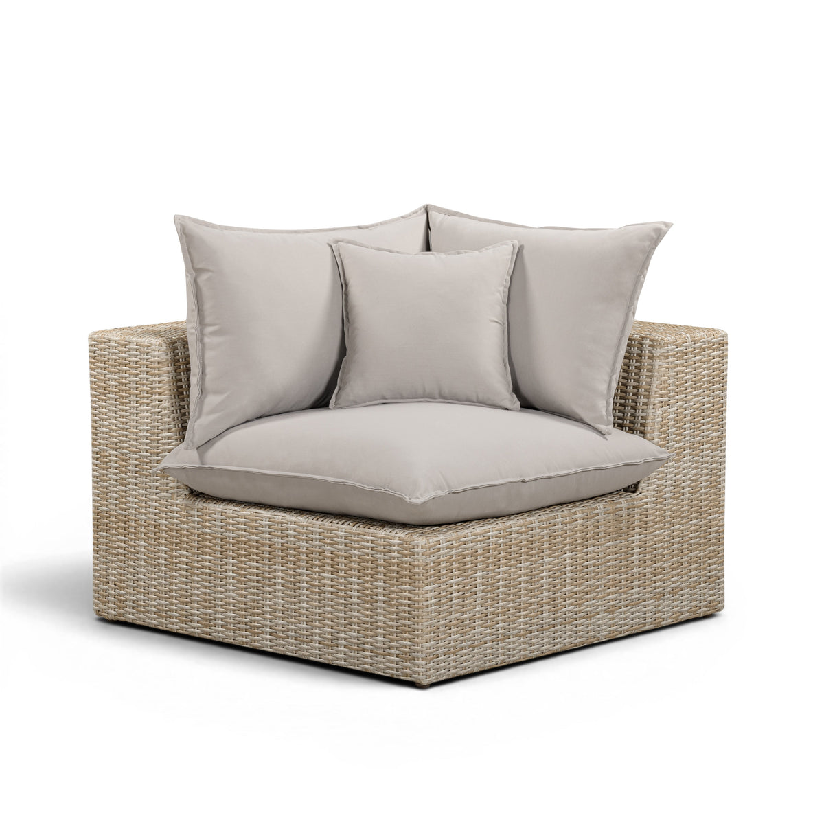 Cali Light Gray Performance Fabric & Natural Wicker Outdoor Corner Chair by TOV Furniture – photo 1 of 5