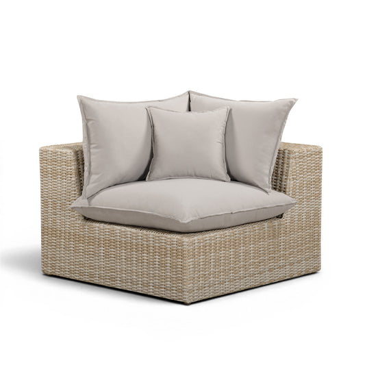 Cali Light Gray Performance Fabric & Natural Wicker Outdoor Corner Chair by TOV Furniture – photo 1 of 5