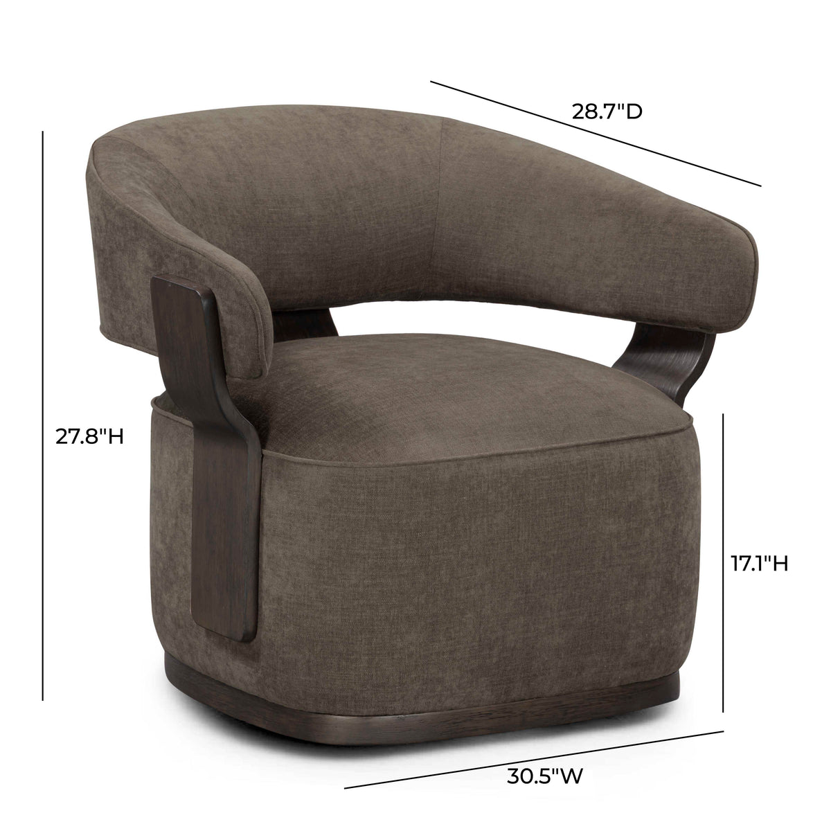 Madison Linen Performance Chenille Swivel Accent Chair in Mink by TOV Furniture – photo 7 of 8