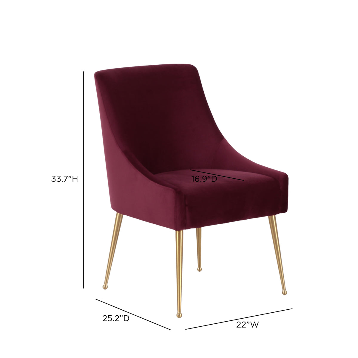 Beatrix Burgundy Performance Velvet Dining Chair by TOV Furniture – photo 9 of 9