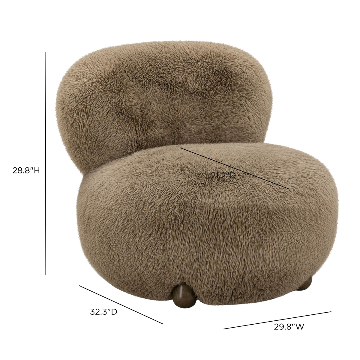 Pucker Taupe Contract-Grade Vegan Shearling Accent Chair by TOV Furniture – photo 8 of 8