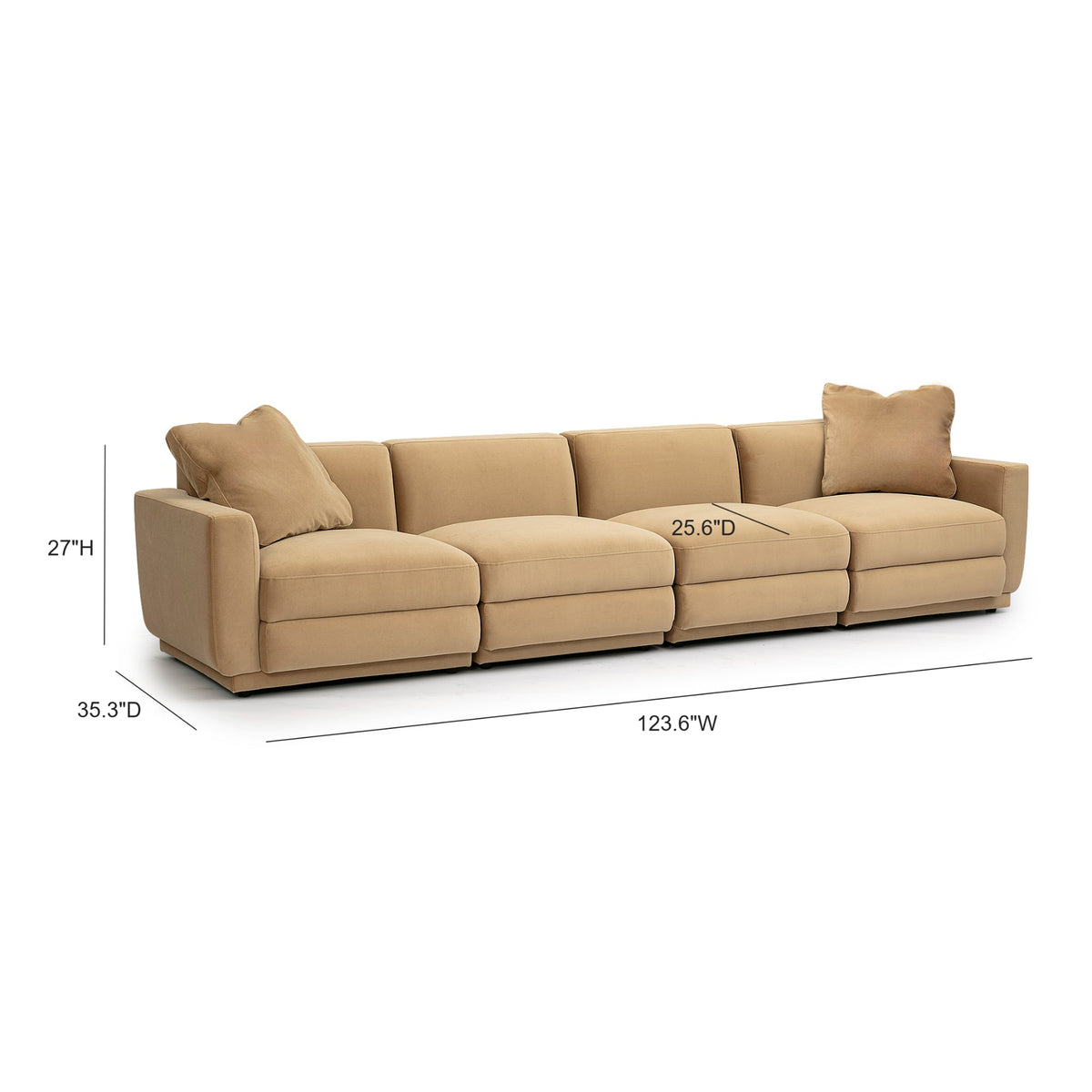 Perry Tan Performance Velvet Modular Long Sofa by TOV Furniture – photo 6 of 6