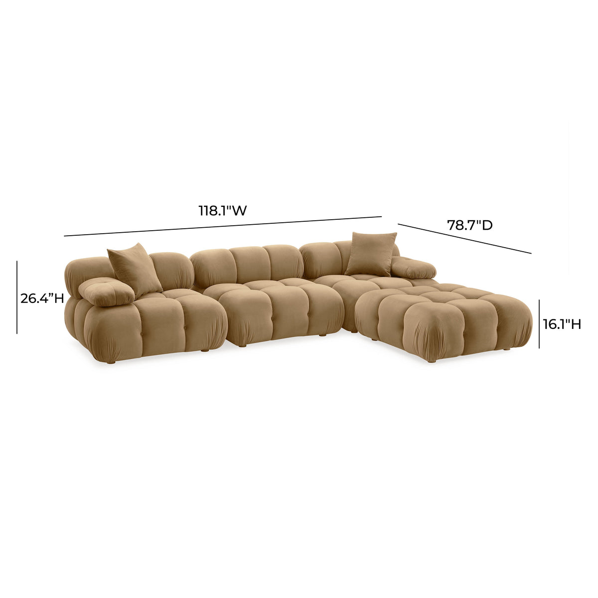 Calliope 4-piece Cafe Au Lait Performance Velvet Modular Sectional by TOV Furniture – photo 6 of 6