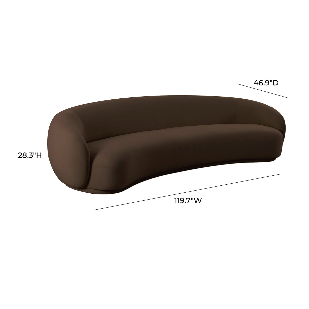 Kendall Chocolate Brown Performance Velvet 120 Inch Sofa by TOV Furniture – photo 6 of 6
