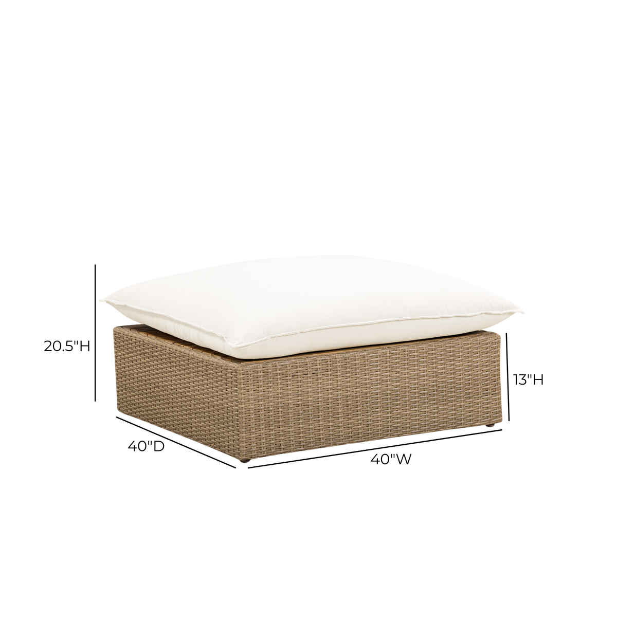 Cali Natural Performance Fabric & Brown Wicker Outdoor Ottoman by TOV Furniture – photo 4 of 4