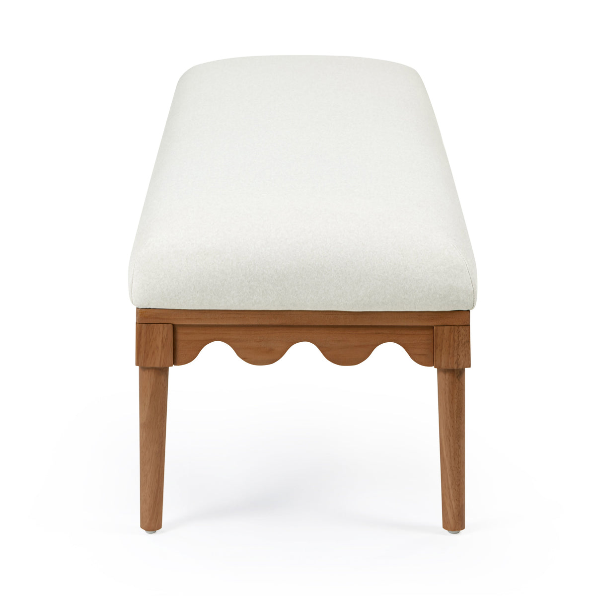Oodle 56.5" Cream Vegan Mohair Bench in Walnut by TOV Furniture – photo 4 of 5