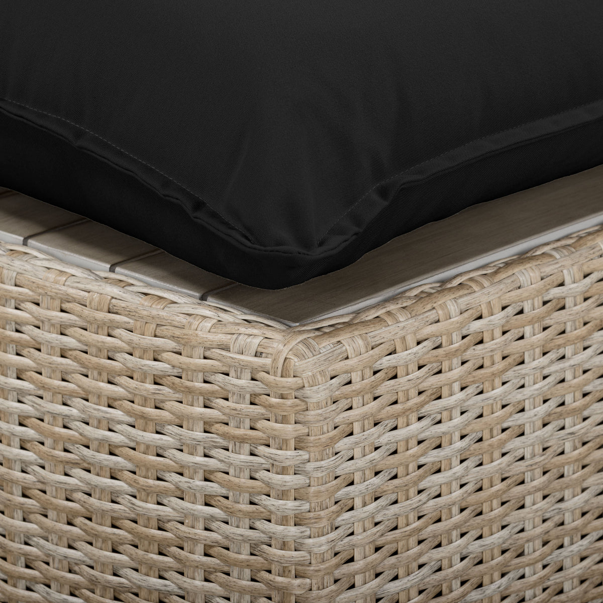 Cali Black Performance Fabric & Natural Wicker Outdoor Ottoman by TOV Furniture – photo 3 of 4