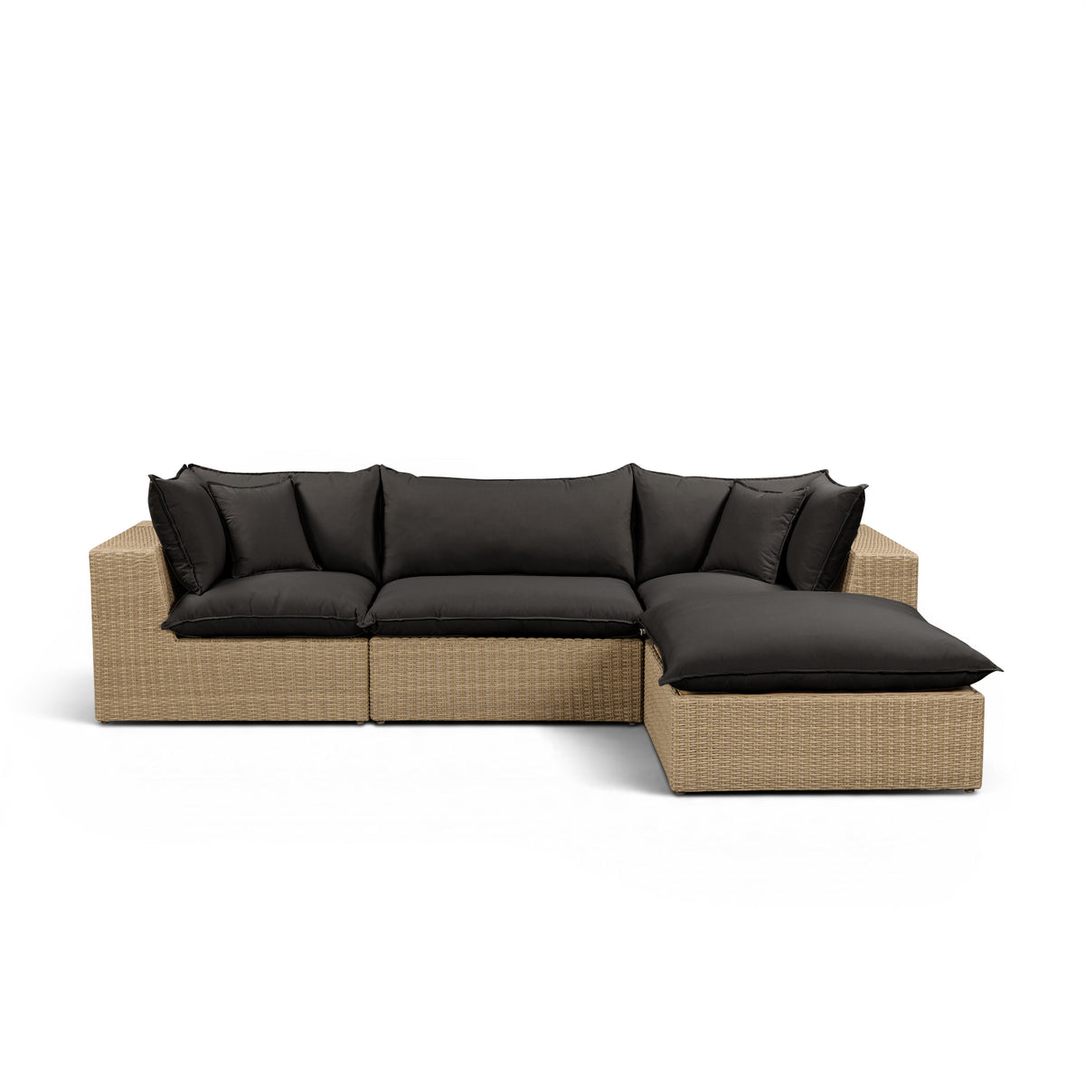 Cali Black Fabric & Brown Wicker Modular Outdoor Sectional by TOV Furniture – photo 1 of 10