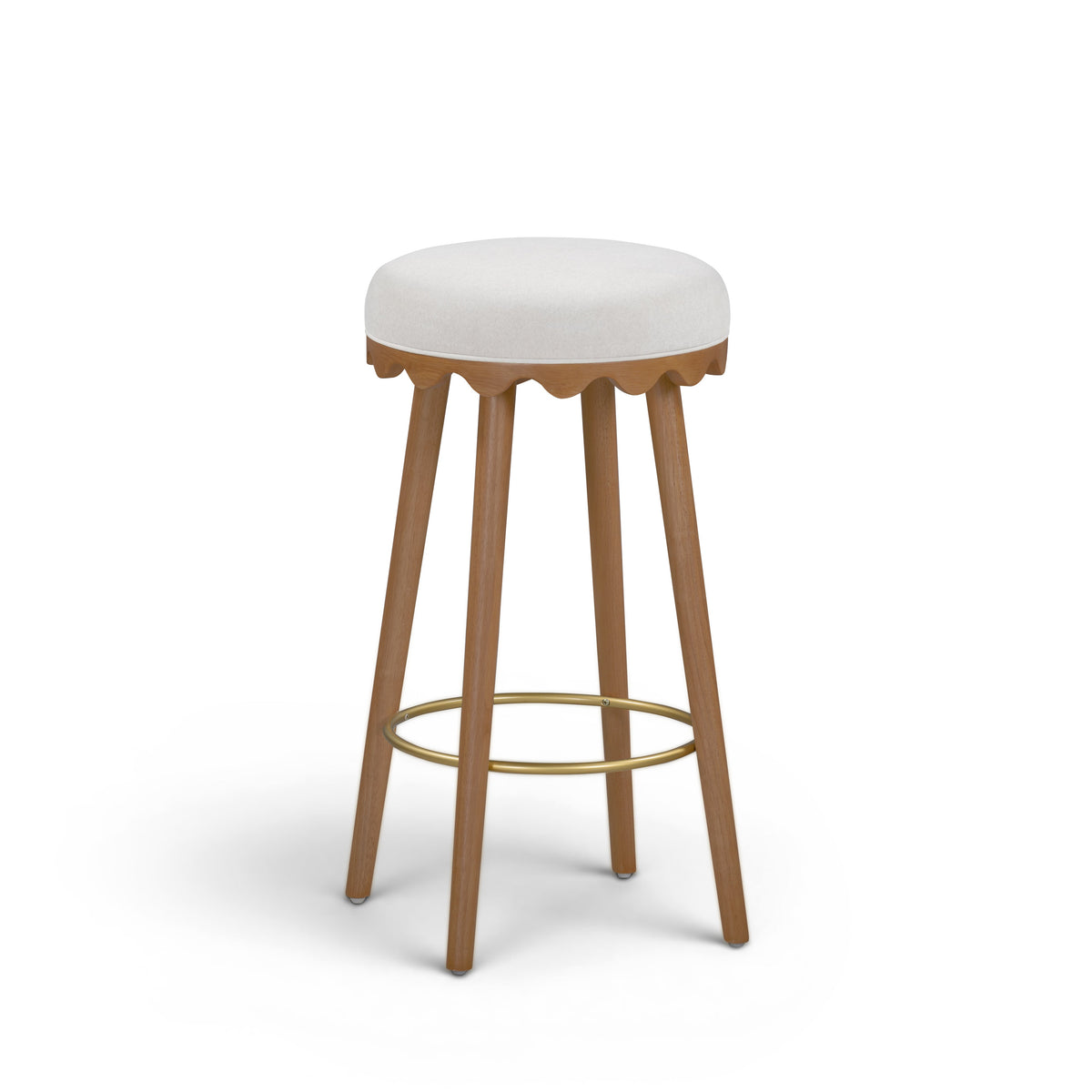 Oodle Cream Performance Vegan Mohair Light Walnut Bar Stool by TOV Furniture – photo 3 of 6