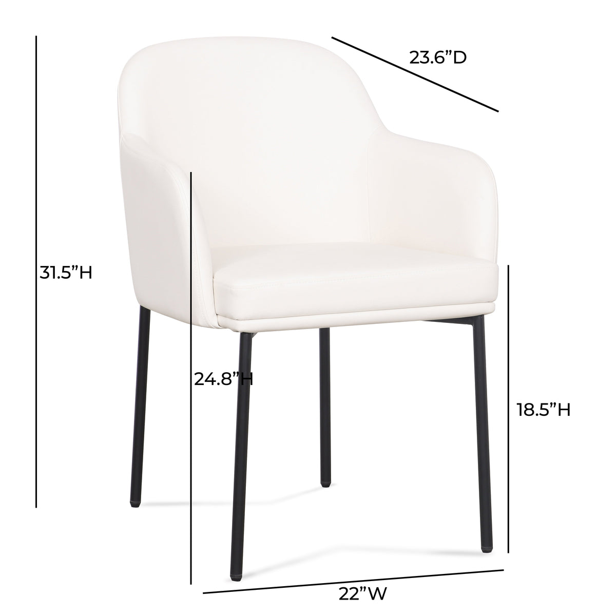 Sydney Performance Vegan Leather Armchair - Set of 2 in Cream by TOV Furniture – photo 7 of 7