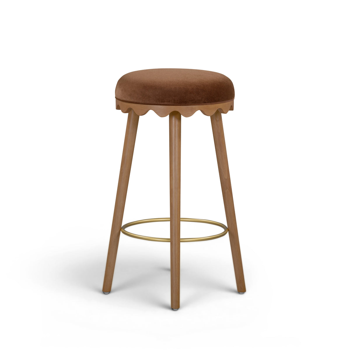 Oodle Bronze Performance Vegan Mohair Light Walnut Bar Stool by TOV Furniture – photo 2 of 6