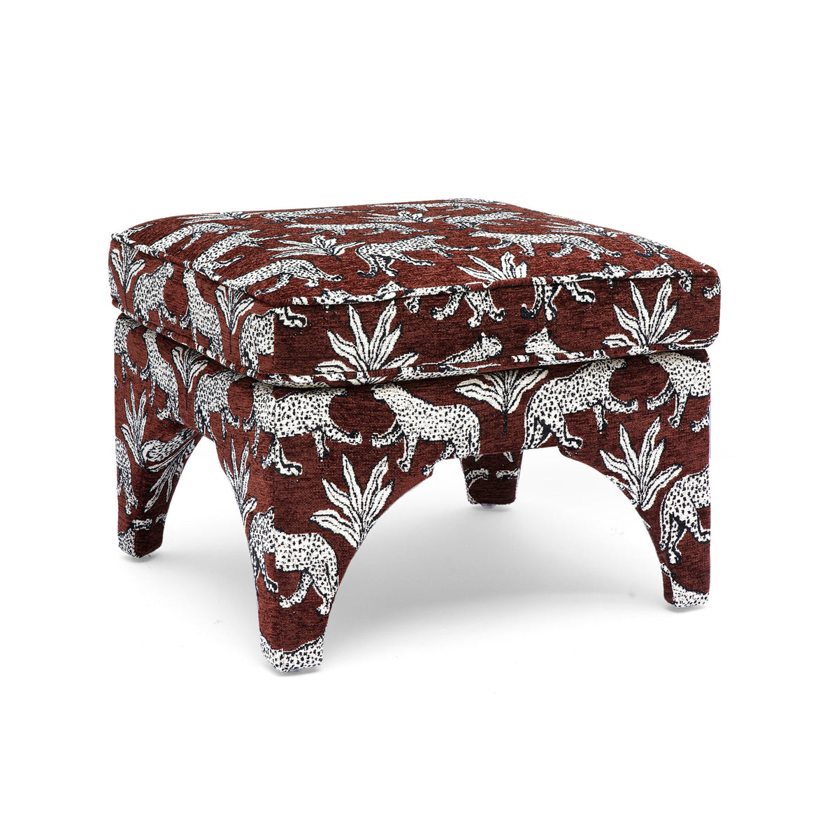 Raji Brown Leopard Jacquard Ottoman by TOV Furniture – photo 1 of 6