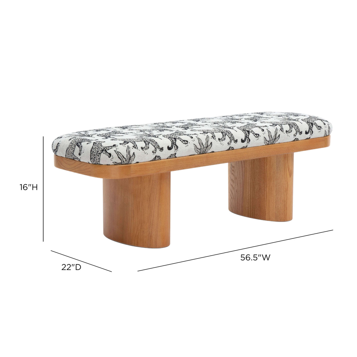 Ollie 48" Cream Leopard Jacquard Bench by TOV Furniture – photo 7 of 7