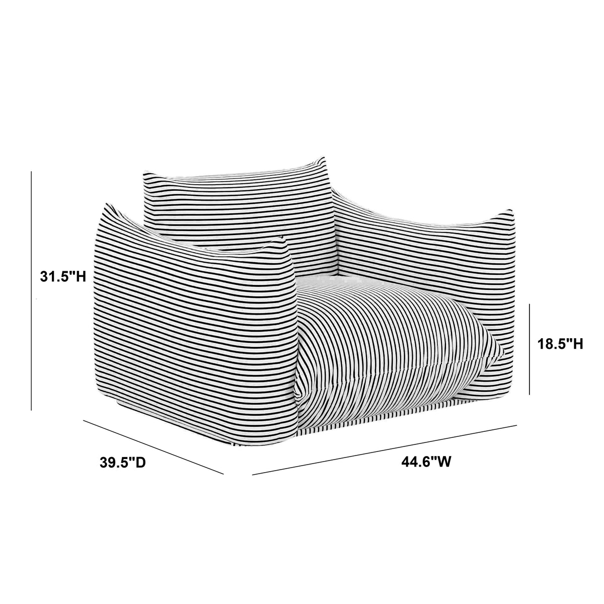 Saint Tropez Stuffed Indoor/Outdoor Armchair in Black by TOV Furniture – photo 6 of 8