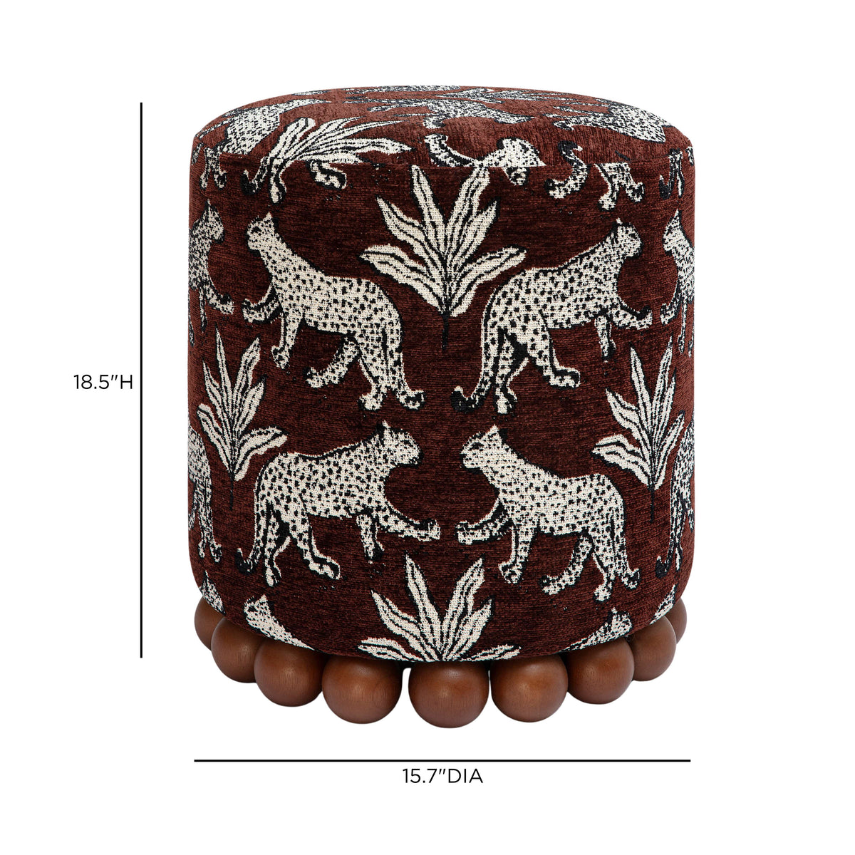 Dex Brown Leopard Jacquard Ottoman by TOV Furniture – photo 8 of 8