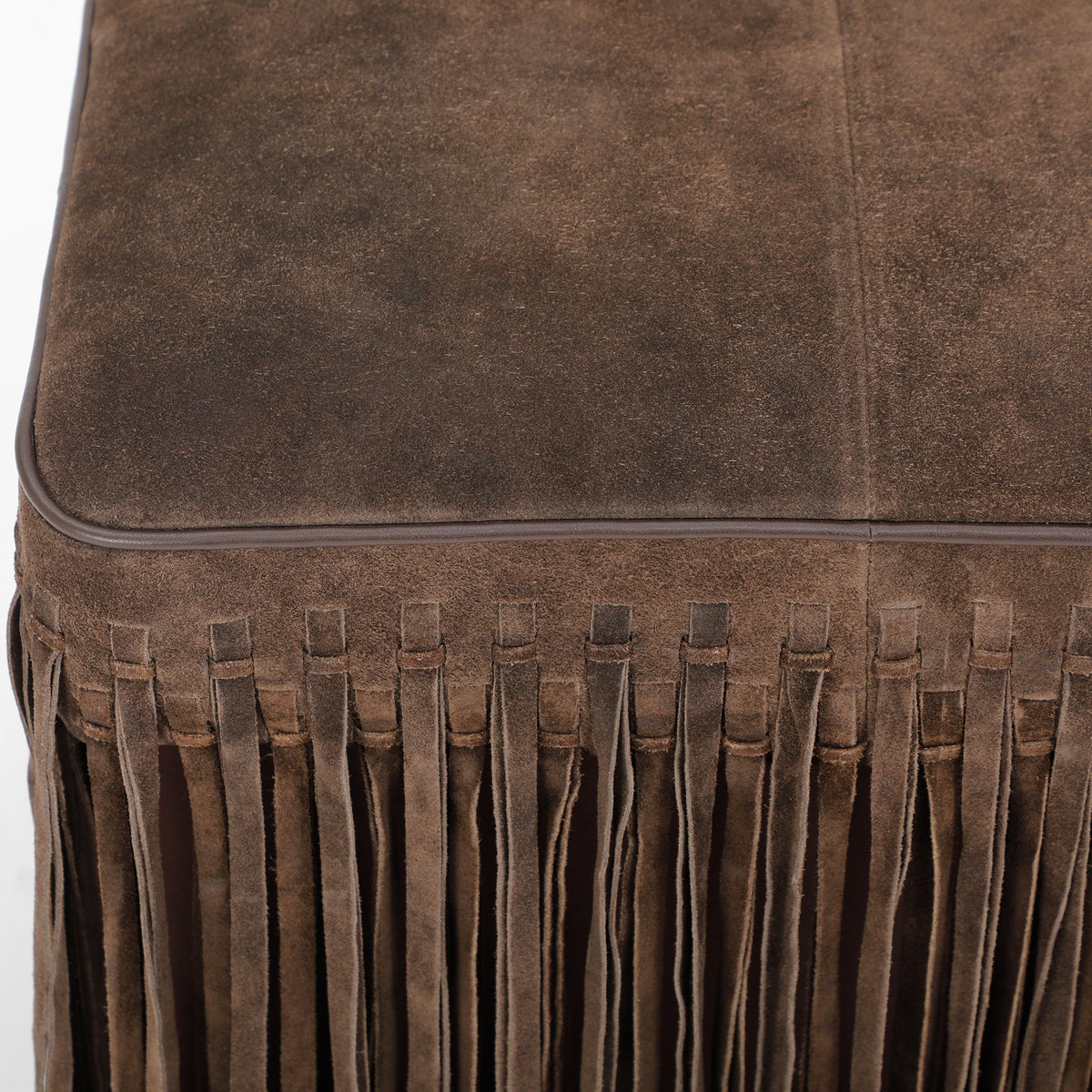 Daphne Square Chocolate Brown Suede Fringe Ottoman by TOV Furniture – photo 4 of 7