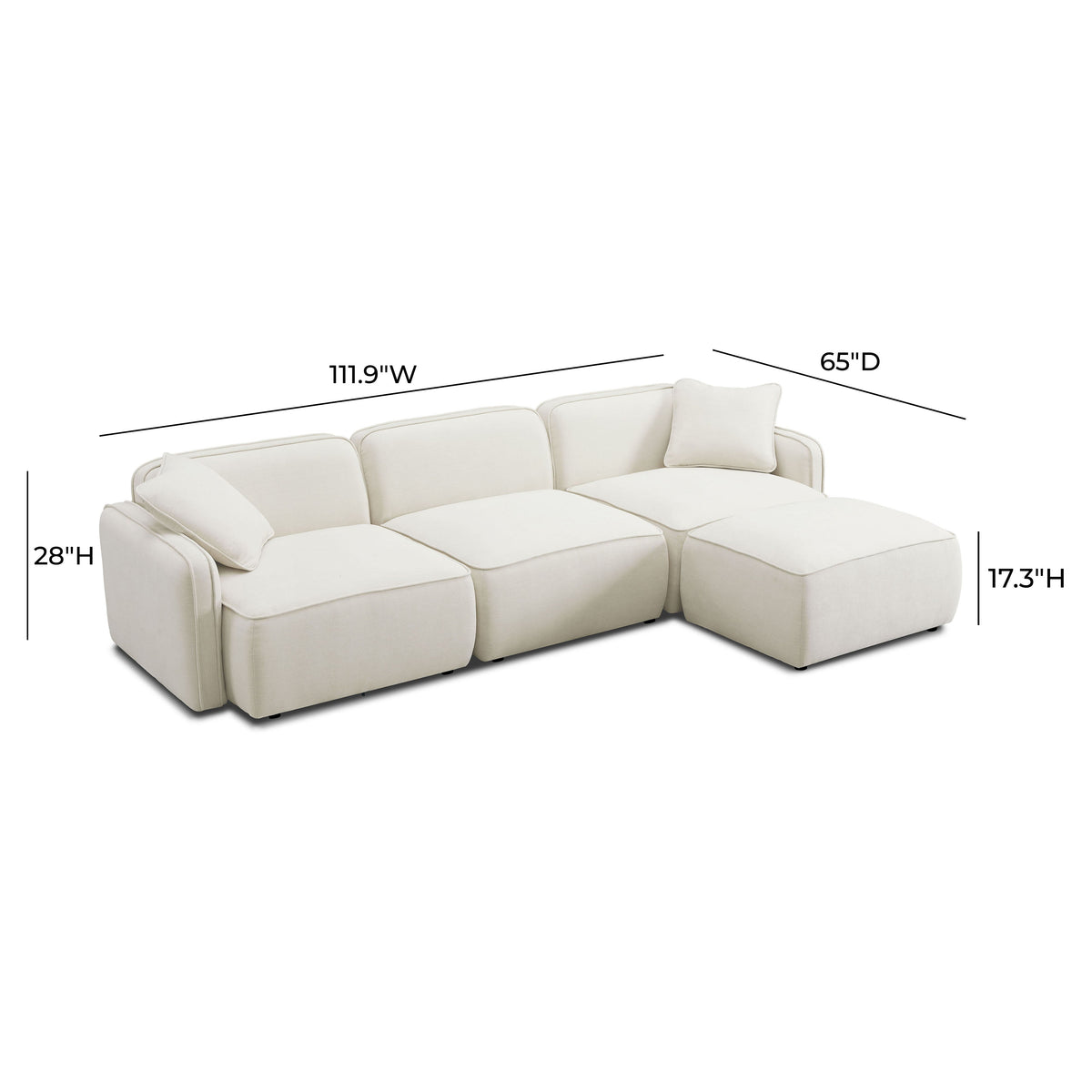 Travie 4-Piece Sand Upcycled Performance Linen Modular Sectional by TOV Furniture – photo 10 of 10