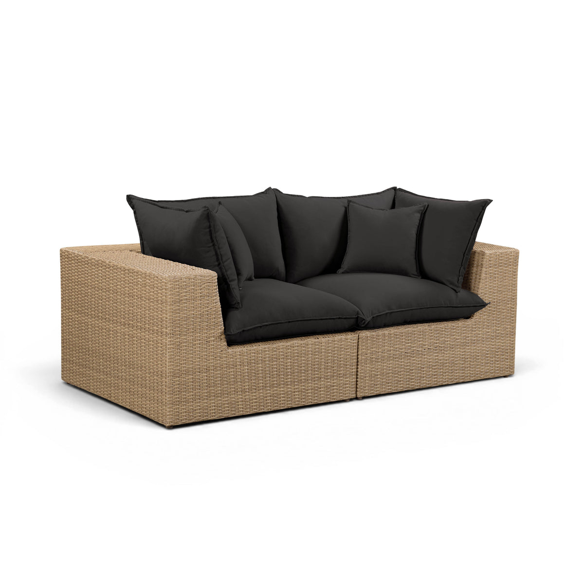 Cali Black Fabric & Brown Wicker Modular Outdoor Loveseat by TOV Furniture – photo 2 of 6
