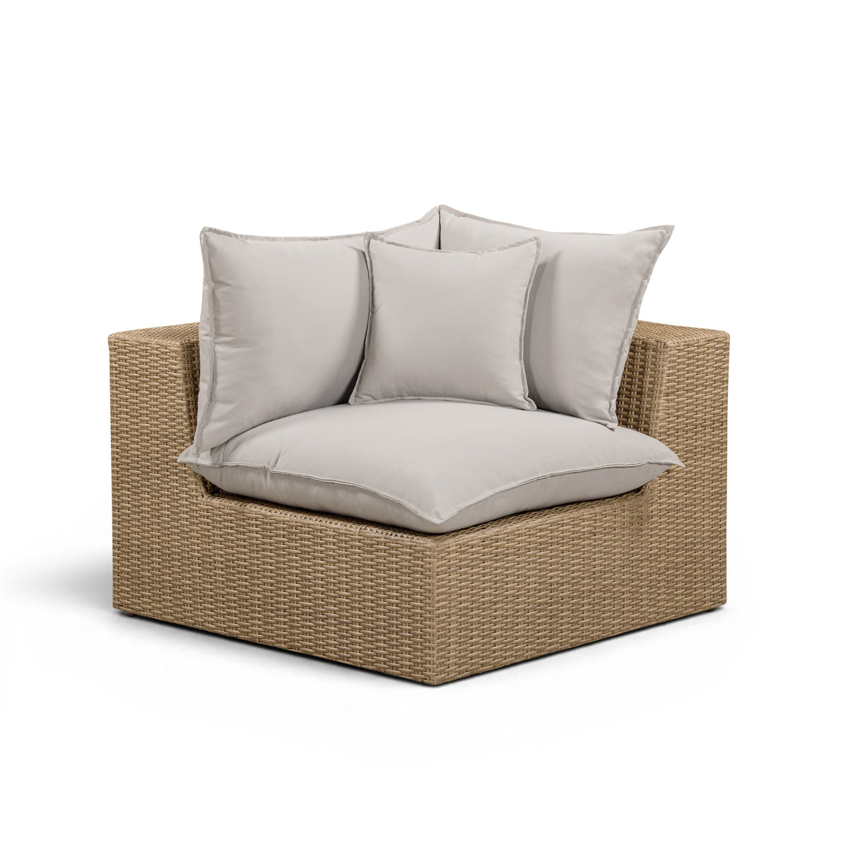 Cali Light Gray Performance Fabric & Brown Wicker Outdoor Corner Chair by TOV Furniture – photo 1 of 5