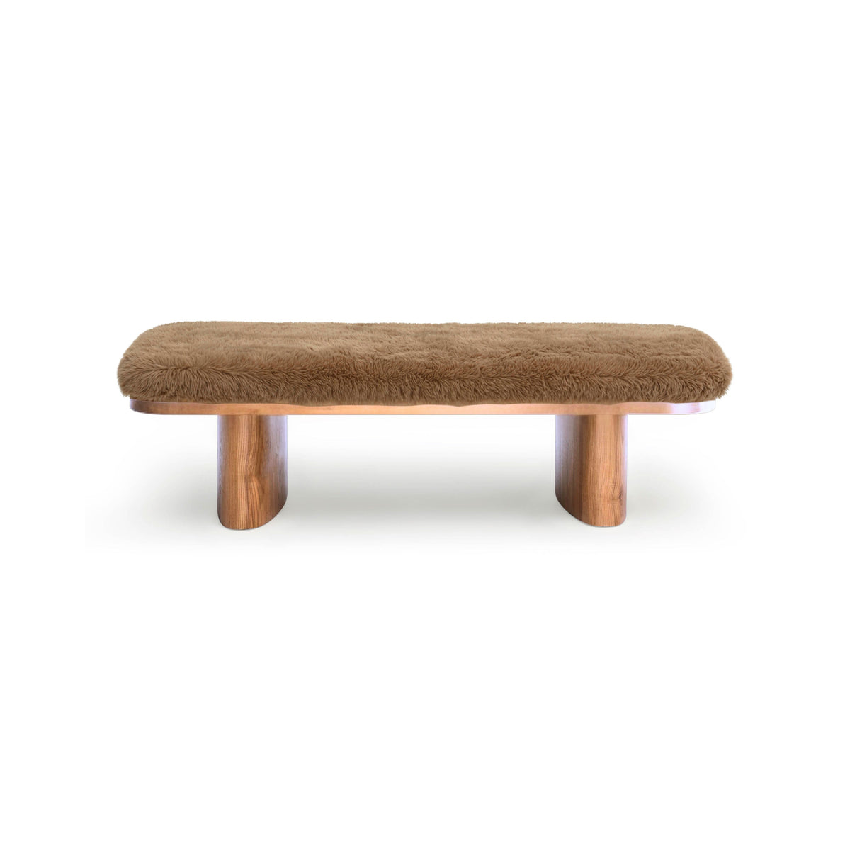 Ollie Taupe Contract-Grade Straight Vegan Shearling Large Bench by TOV Furniture – photo 3 of 7