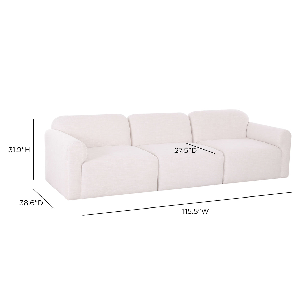 Gorge 116" Cream Performance Sofa by TOV Furniture – photo 5 of 5