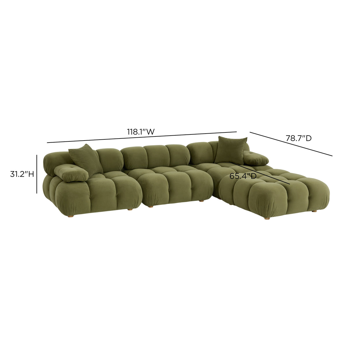 Calliope Olive Green Performance Velvet 4-piece Modular Sectional by TOV Furniture – photo 8 of 8