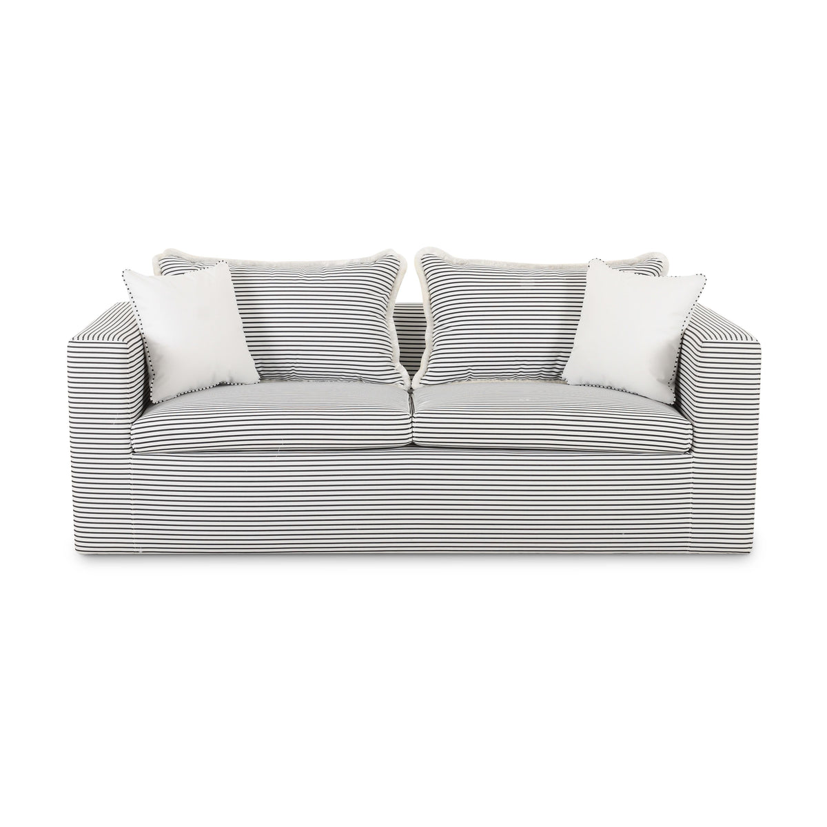 Salty Black Striped Contract-Grade Indoor/Outdoor Sofa by TOV Furniture – photo 1 of 7